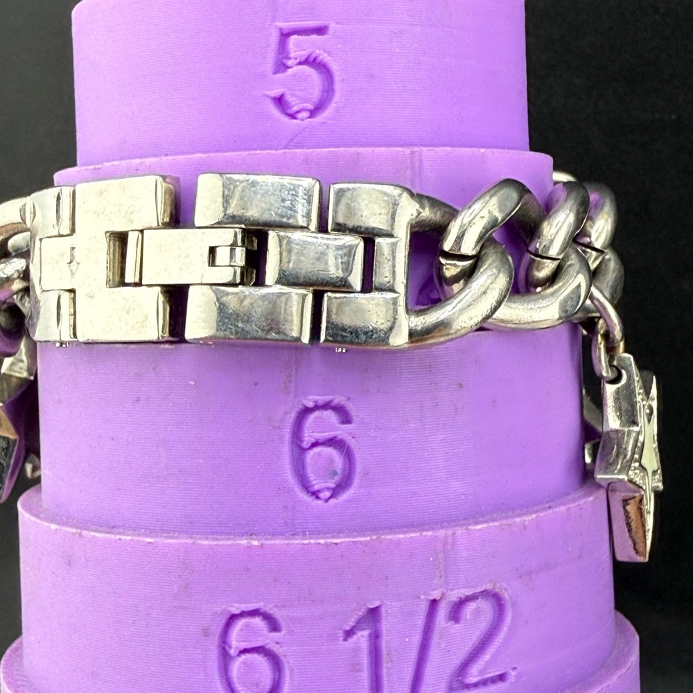 Betsey Johnson Watch Rock Star Silver Tone Rhinestone Charm UNTESTED 6in - Picture 13 of 13